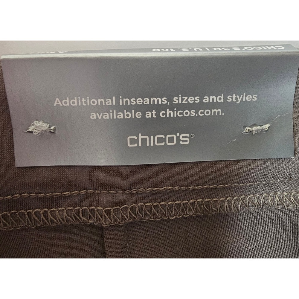 Chico's Taupe Faux Suede Leggings Slim Fit Pull On Pants Size 3 Regular US 16R - Picture 10 of 11
